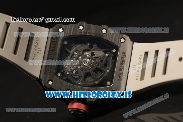 Richard Mille RM35-02 Carbon Fiber With Miyota 9015 Movement 1:1 Clone Grey Rubber - Click Image to Close